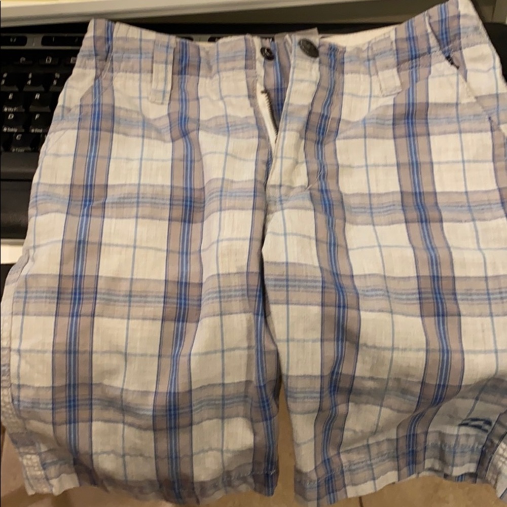 Billabong plaid shorts, size 5M, great condition